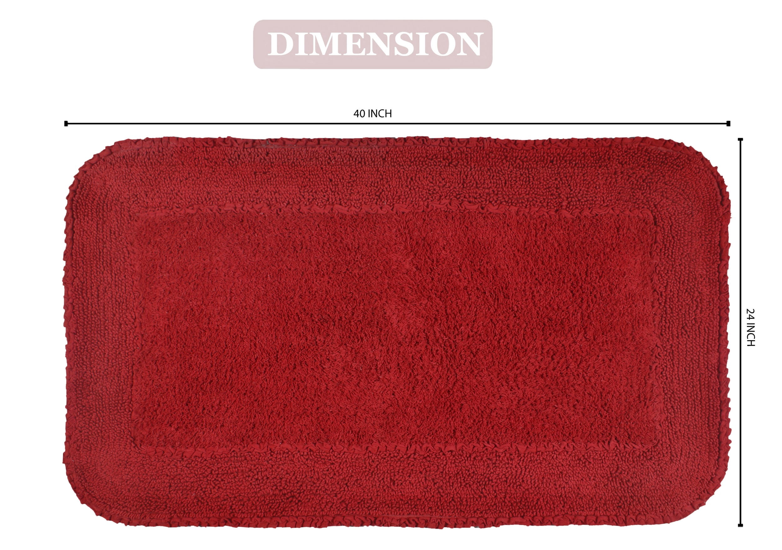 Home Weavers Radiant Collection Bathroom Rug 100% Cotton Bathroom Rugs Set, Washable Rug, Soft Cotton and Absorbent bath Rug, Kitchen Mat, Bath Rug, Bath Floor Mat Non Slip, 24"x40" Rectangle, Red
