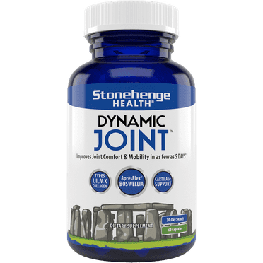 Stonehenge Health Dynamic Joint Supplement - Comfort, Mobility, Flexibility with ApresFlex Boswellia, MSM, Collagen, Bromelain, Turmeric, Vitamin C, D3 (60 Capsules)