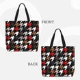 thumbnail image 4 of Sigee Houndstooth Green Red Print Large Capacity Zippered Tote Bag - Durable, Stylish and Versatile for Everyday Use, 4 of 9