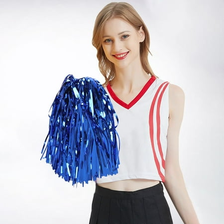

2PCS Cheerleading Handheld Color Flower Sports Activities Performance Cheering Supplies Fan Shaped High Density Color Strips Handle Design Anti Off
