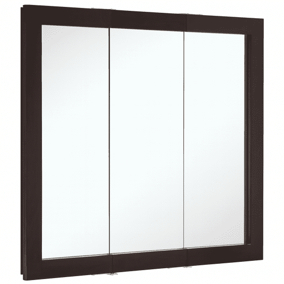 Design House 30" Modern Wood Wall Mount Tri-View Medicine Cabinet, Espresso