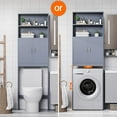 thumbnail image 4 of YYEAN Over The Toilet Storage, Taller Bathroom Organizer Space-Saving Storage Cabinet with Adjustable Shelves and Double Doors, 77 in H, Grey, 4 of 10