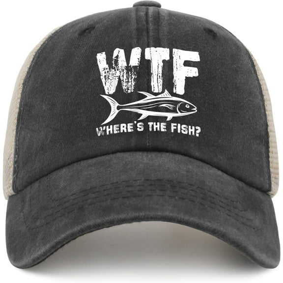 WTF Where's The Fish Hat Trucker Hat Women Vintage Mesh Baseball Cap for Summer