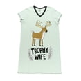 thumbnail image 3 of LazyOne Women's Nightgown, Funny V-Neck Sleep Shirt for Women (Trophy Wife Blue, L/XL), 3 of 7