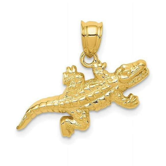 14k Yellow Gold Textured Solid Polished Crocodile Pendant Necklace 17.9x24.5mm Pendant for Women
