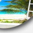 thumbnail image 3 of Designart 'Window Open to Beach with Palm' Extra Large Seashore Metal Circle Wall Art, 3 of 3
