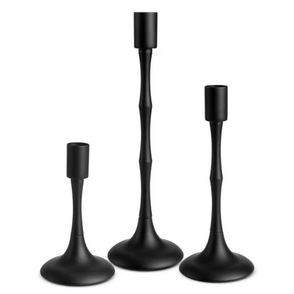 WUYVCG 2025 on Sale Clearance Candle Holders Taper Candlestick Holder Metal Candelabra for Wedding Dining Home Decorative Black Set Of 3