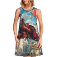 thumbnail image 1 of Fotbe Beautiful Red Train Hot Air Balloon Vestido de Verano sin Mangas para Mujer – Vestido Midi Línea A, Estilo Camiseta Floral, Vestido Playero Casual y Fluido, 1 of 7
