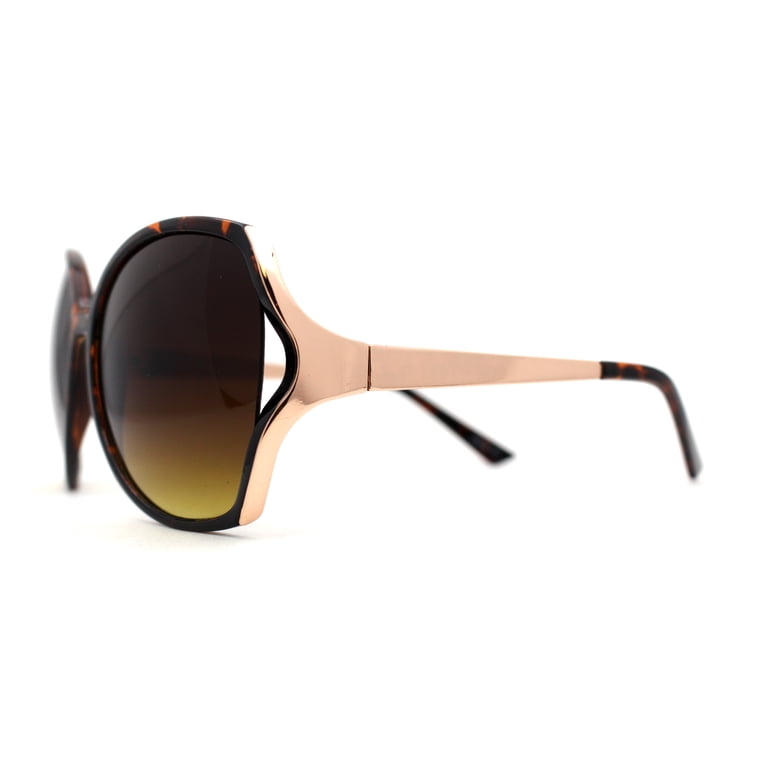 Womens Chic Butterfly Oversize Sunglasses Tortoise Gold  display picture 1