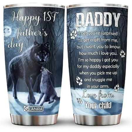 

Christmas Gifts For Dad Wolf Daddy Tumbler 20oz Dad Gifts From Daughter Son Wolf Lovers Coffee Travel Mug Stainless Steel Birthday Gift For Father & Men