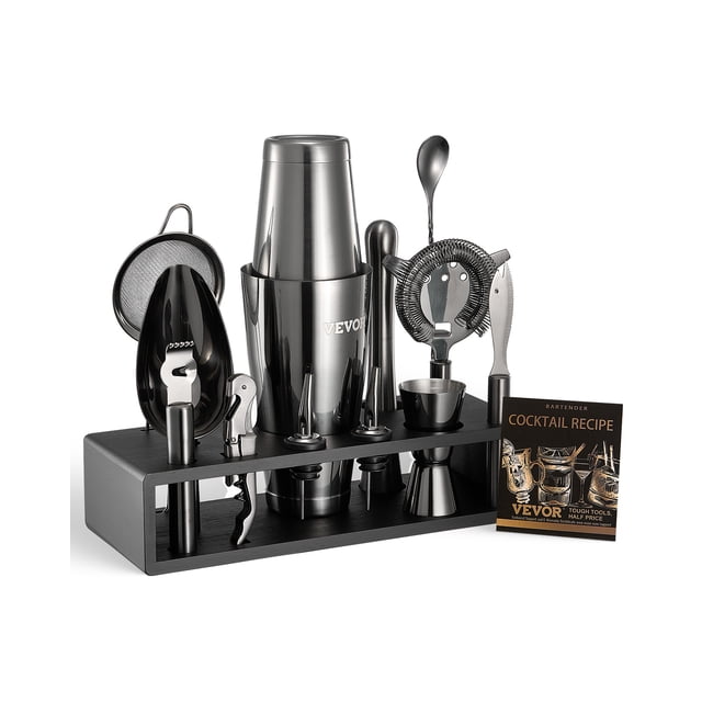 VEVOR Cocktail Shaker Set 13 Pcs Bartender Kit Stainless Steel Bar Tool Set Gunmetal