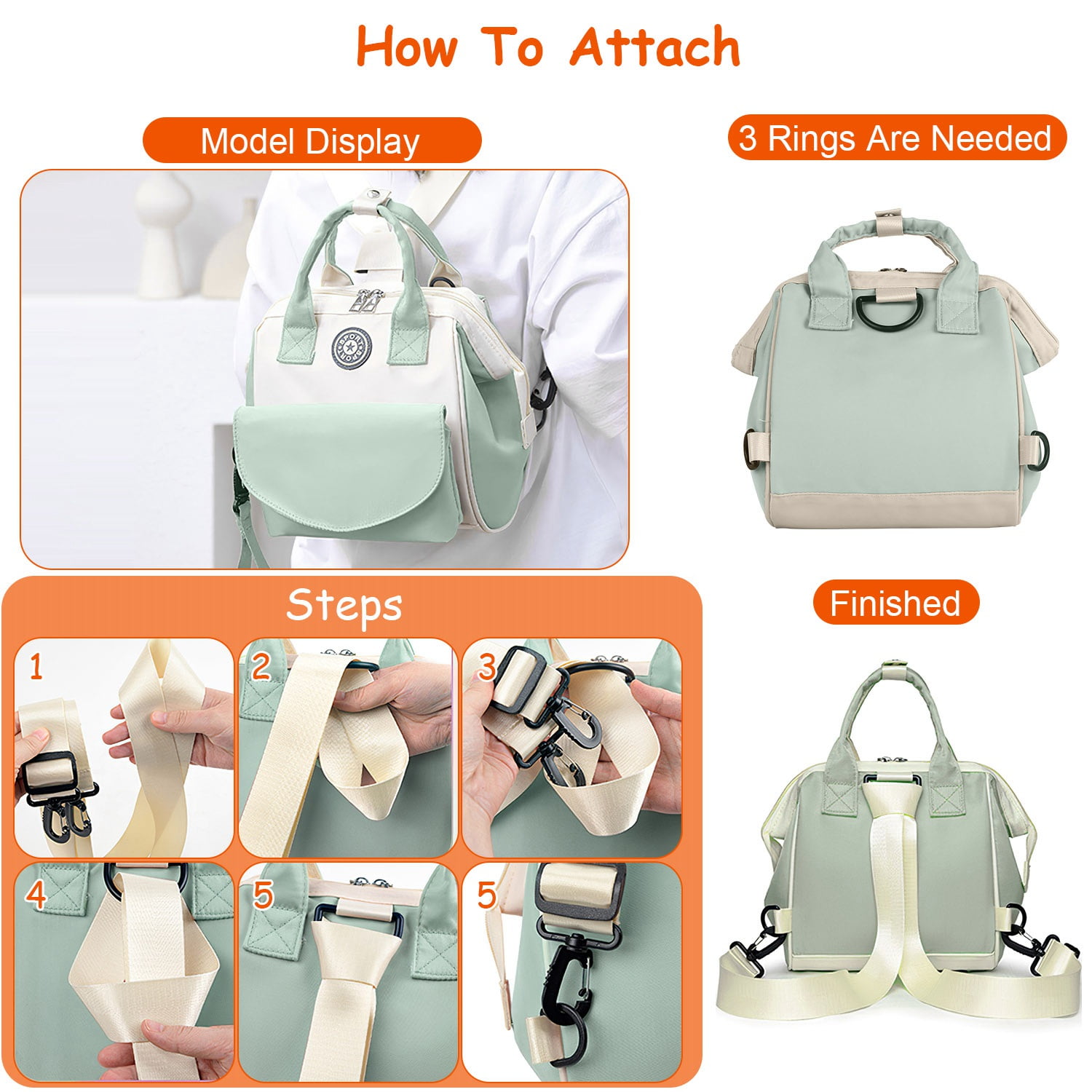 Babyluv Diaper Bag Baby Travel Essentials Baby Carrier with 6 Pockets, Pockets Commute Bag for Mom