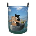 thumbnail image 1 of Balery Two Brave Cats Are Floating On The Sea Iceberg Cesta de ropa redonda con asas, impermeable, independiente, para ropa, juguetes, dormitorio y familia-Small, 1 of 6