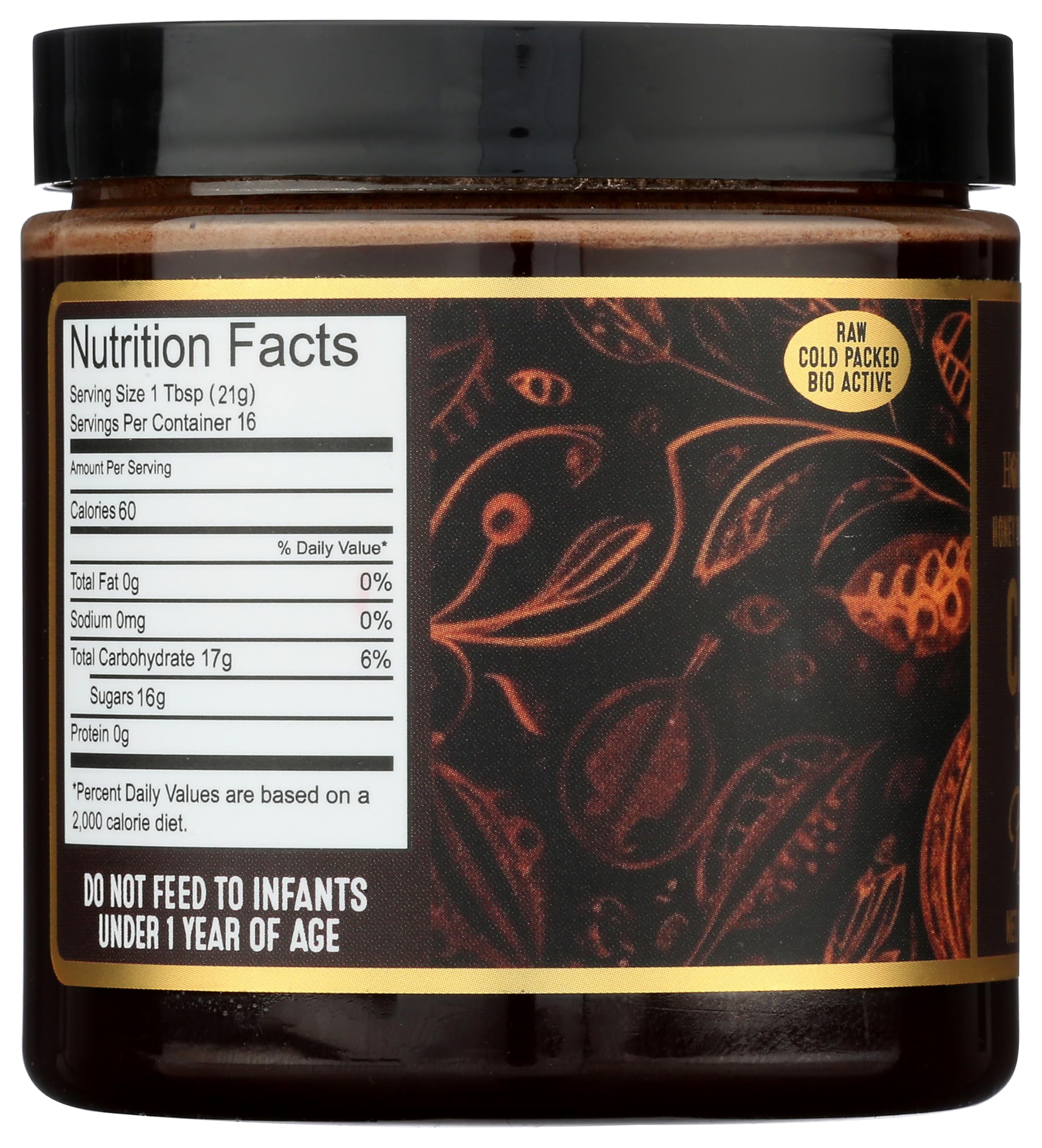HONEY FEAST Raw Honey with Organic Cacao, 12oz (Pack of 6)