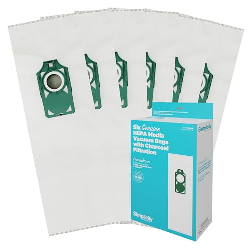 Sacs d'Aspirateur HEPA Genuine Simplicity S10 Freedom, Sacs d'Aspirateur Infusés de Charbon et Anti-Odeurs, Six Sacs d'Aspirateur pour Simplicity Freedom Inclu
