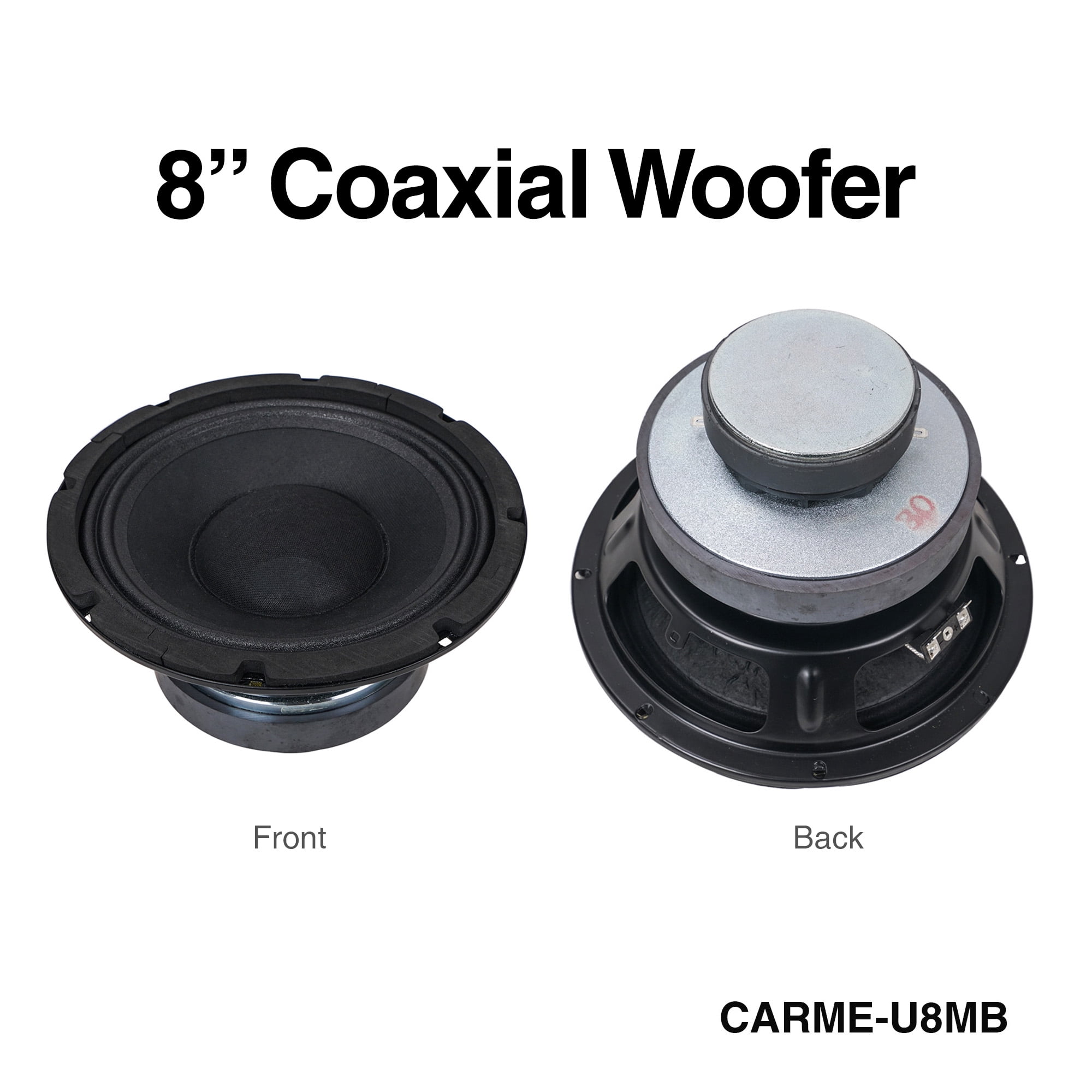 Sound Town CARME Series 8" Coaxial 2-Way Professional PA DJ Stage Monitor Speaker, Black with U Mounting Bracket, Birch Plywood for Installation, Live Sound, Bar, Church (CARME-U8MB)