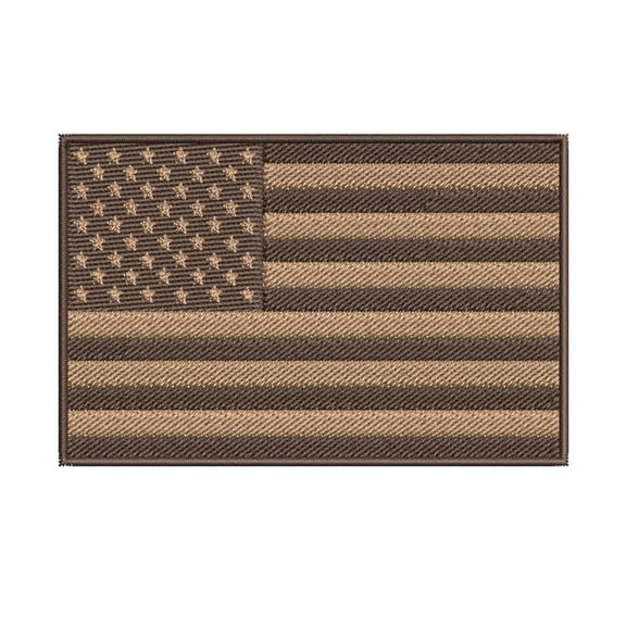 American Flag Iron-on Embroidered Patch Brown Tan
