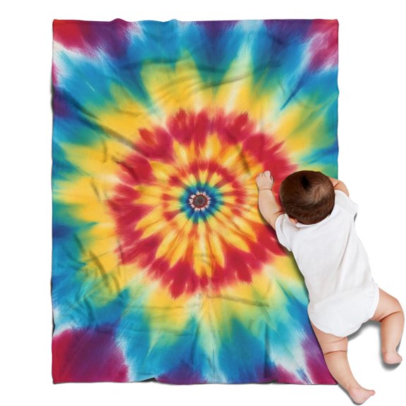Rainbow Tie Dye Mandala Pattern Blanket,Comfortable Soft Flannel Throw Blanket,All Season,Warm Lightweight Blankets for Sofa Bed Couch Living Room Chair,30"x40"