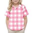 thumbnail image 4 of Spazoro Toddler Boys Plaid Shirts, Short Sleeve Button Down with Pocket Turndown Collar School Uniform Shirt Pink Size 6 T, 4 of 7