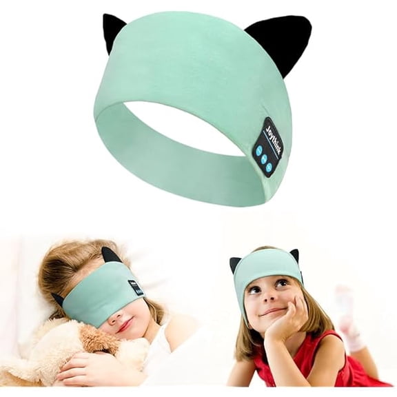 1997 Kids Bluetooth Headband Headphones Sleep Mask Wireless Earphones Built in Thin Speaker Adjustable Sports Headset Sleep Headband for Girls Boys Toddler Children Baby Airplane Travel Study Aqua