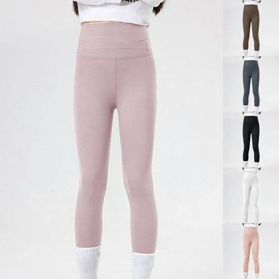 Mepaouo Girls Athletic Leggings Kids Dance Workout Running Yoga Pants Full Length Active Tights Black 7-8 Years