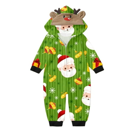 

Family Christmas Pajamas Babys Merry Christmas Prints Hooded Zipper Jumpsuit Match Sets Family Matching Outfits Red 12M