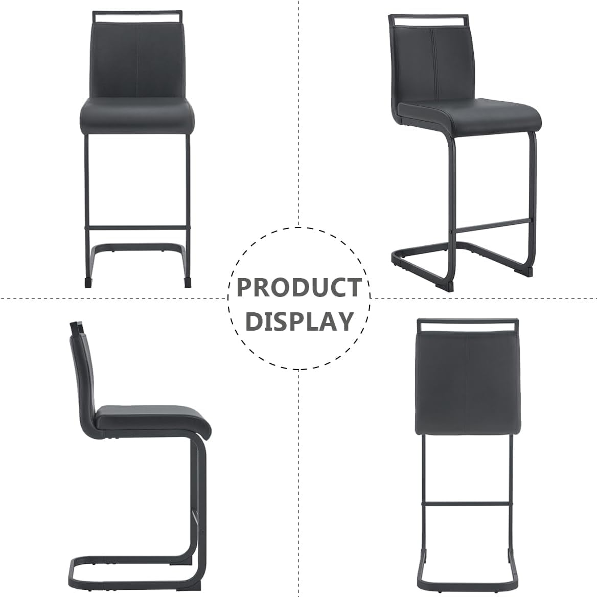 Lecut Counter Height Bar Stools Set of 2, 25" Modern Leather Upholstered Bar Stools with Back and Metal Frame, Kitchen Island Bar Stools for Dining Room, Pub, Bar