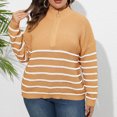 thumbnail image 4 of Gytharion Women's Quarter Zip Sweaters Loose Striped Turn Down Collar Long Sleeve Pullover Tops with Ribbed Cuffs Fashion Jumper Tops, 4 of 5