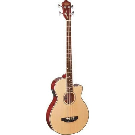 Oscar Schmidt Cutaway Natural Acoustic/Electric Bass, Spruce Top,OB100N W/Gigbag