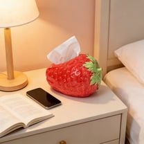 Eespoir Cute Strawberry-shaped Tissue Box, Storage Box for Facial Tissues, Girlish-style Napkin Holder, For Living Room, Dining Table, Bathroom Counter, Decorative Organizer(Red)