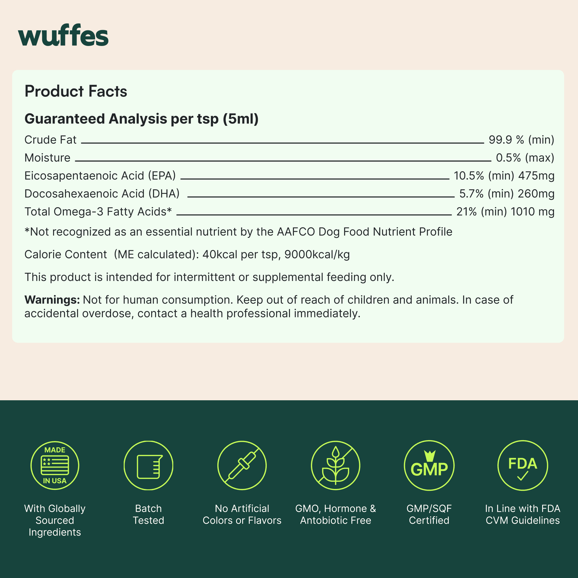 Wuffes Advanced Omega 3 Fish Oil for Dogs, Natural EPA & DHA Fatty Acids, Supports Healthy Skin and Coat, Joint Nutrition, Digestion & Immune System - 100% Pure Wild Alaskan Fish Oil, 16 Oz