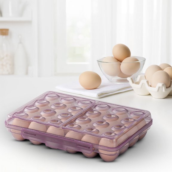 Blueek Portable Food Grade Egg Storage Box, Stackable Organizer for Kitchen or Refrigerator, Easy Transport Camping Carrier