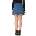 thumbnail image 3 of Unique Bargains Jupe en Jean pour Femmes Taille Haute Boutonnée devant Ajustée Mini Jupe en Jean Bleue TP, 3 of 7