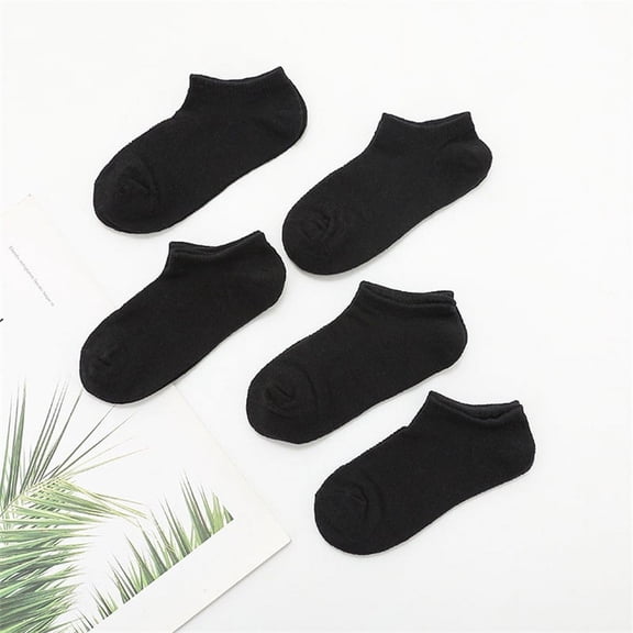 5Pairs/Lot Baby White Kid Socks Spring Style Solid Thin Soft Cotton Children For Boys Girls Sport Students Socks 2-12 Years Old Black 4-6T