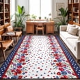 thumbnail image 2 of 3x5 Washable Area Rugs,Independence Day Floral Red Blue Non-Slip Ultra Soft Rug Large Indoor Carpet,Vintage Stars Stripes Floor Rugs for Home Living Room Bedroom Dining Room Office, 2 of 9