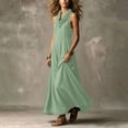 thumbnail image 5 of Women's Cowl Neck Sleeveless Maxi Dress Loose A Line Flowy Long Dress Lightweight Boho Style Sundress Beach Vacation Outfit Green, 5 of 6