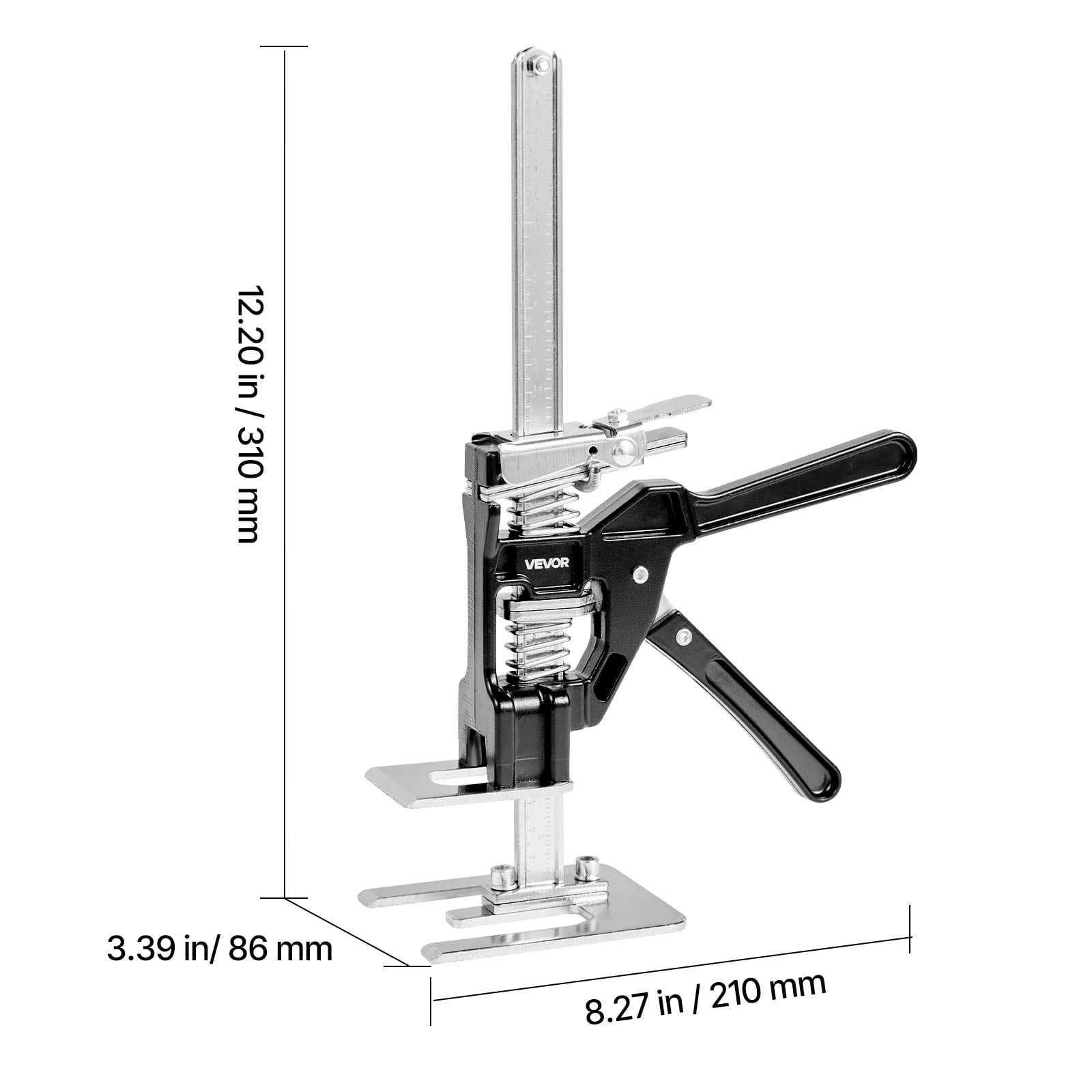 VEVOR Labor Saving Arm Jack, 2 PCS 440 lbs Bearing Capacity, Lifting up to 6.5", Metal Hand Lifting Jack Tool with Magnetic Level, 2 Adjustment Modes, for Door, Window, Furniture, Woodworking, Black