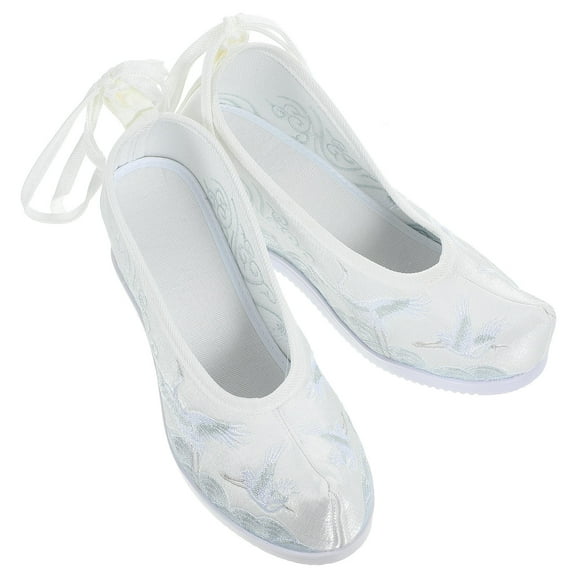 Phenofice 1 Pair White Chinese Shoes with Toe for Women Non-slip and Moisture Absorption for Dance