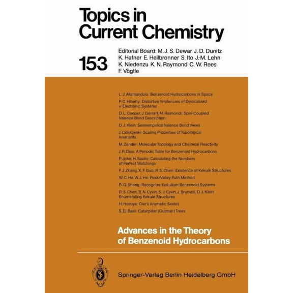 Topics in Current Chemistry Advances in the Theory of Benzenoid Hydrocarbons, Book 153, (Paperback)