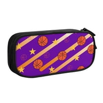 TEQUAN Large Capacity Pencil Case, Basketball Game Sports Pattern Pencil Pouch 2 Compartments Pencil Bag (Black)