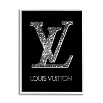 Stupell Industries Sleek Black Glam Logo Typography Painting White Framed Art Print Wall Art, 24 x 30