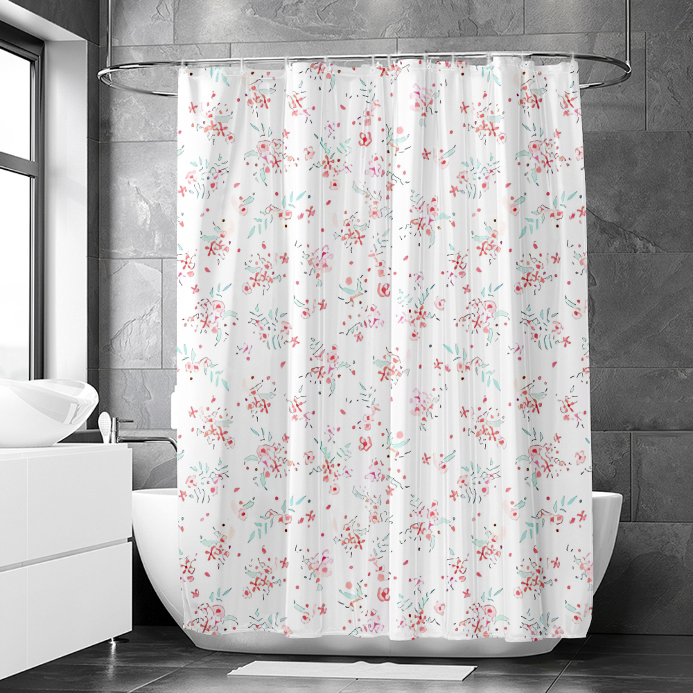 FUNOA Shower Curtain Clear Polyester Stand up Shower Curtains in Home