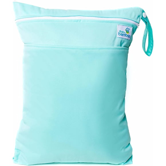 Wetbag Bolsa Impermeable Para Pañal Ecológico Wet Bag doble bolsillo, 30x 40 cm (Azul agua)