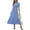 Blue Floral, variant on Women's Floral Boho Dress Wear To Work Wrap V Neck Short Sleeve Belted Ruffle Hem A-Line Flowy Maxi Dresses