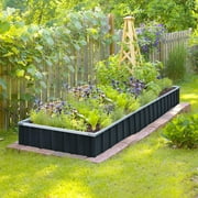 KING BIRD 101"x 36"x 12" 4 Installation Methods for DIY Raised Garden Bed Galvanized Steel Metal Planter Kit Box Grey W/ 8pcs T-Types Tag & 2 Pairs of Gloves (Charcoal-Grey)