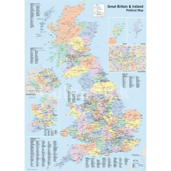 Uk Map Political Poster Print (36 X 24)