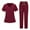 Wine, variant on Aofany Scrubs for Women Set Sales Modern V-Neck Top & Multipel Pockets Jogger Pants Athletic Nursing Uniform Solid Color Stretch Workwear Holiday