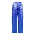 thumbnail image 5 of Plus Size Boho Print Palazzo Pants for Women High Waist Wide Leg Beach Lounge Trousers with Pockets Royal Blue L, 5 of 7
