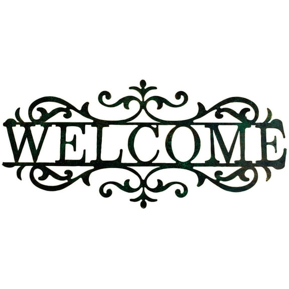 Welcome Vintage Style Green Wall Decor