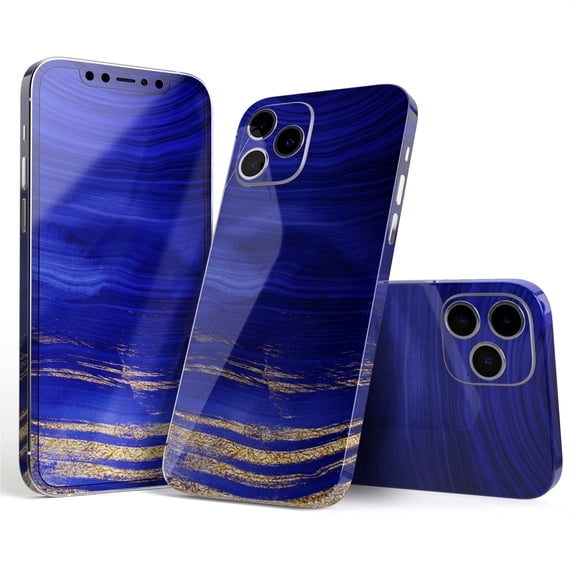 DesignSkinz Vivid Agate Vein Slice Blue V9 Full-Body Skin Decal Wrap Cover for iPhone 16
